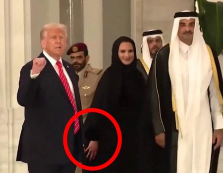 Donald-Trump- Qatar-visit-qatari-emir-wife-viral video